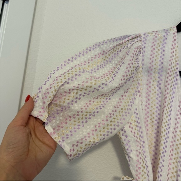 ASOS White Pastel Textured Dots V Neck Wrap Dress Midi Length Size XS Women’s - Picture 10 of 11